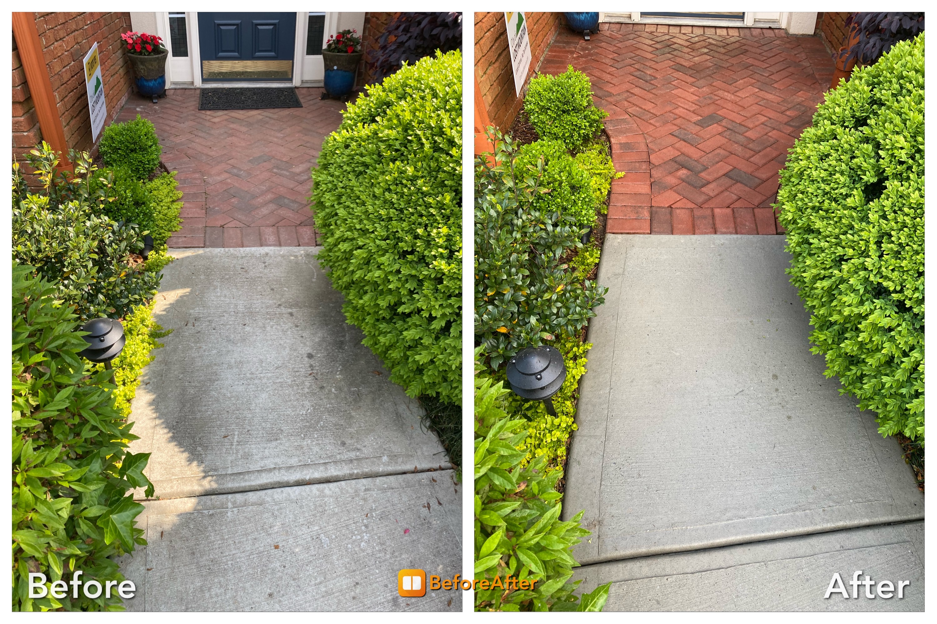 Cleaned Brick and Concrete Walkway